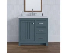 Local Pickup Tipton 36-in Teal Bath Vanity W/White Cultured Marble Top C36W30093