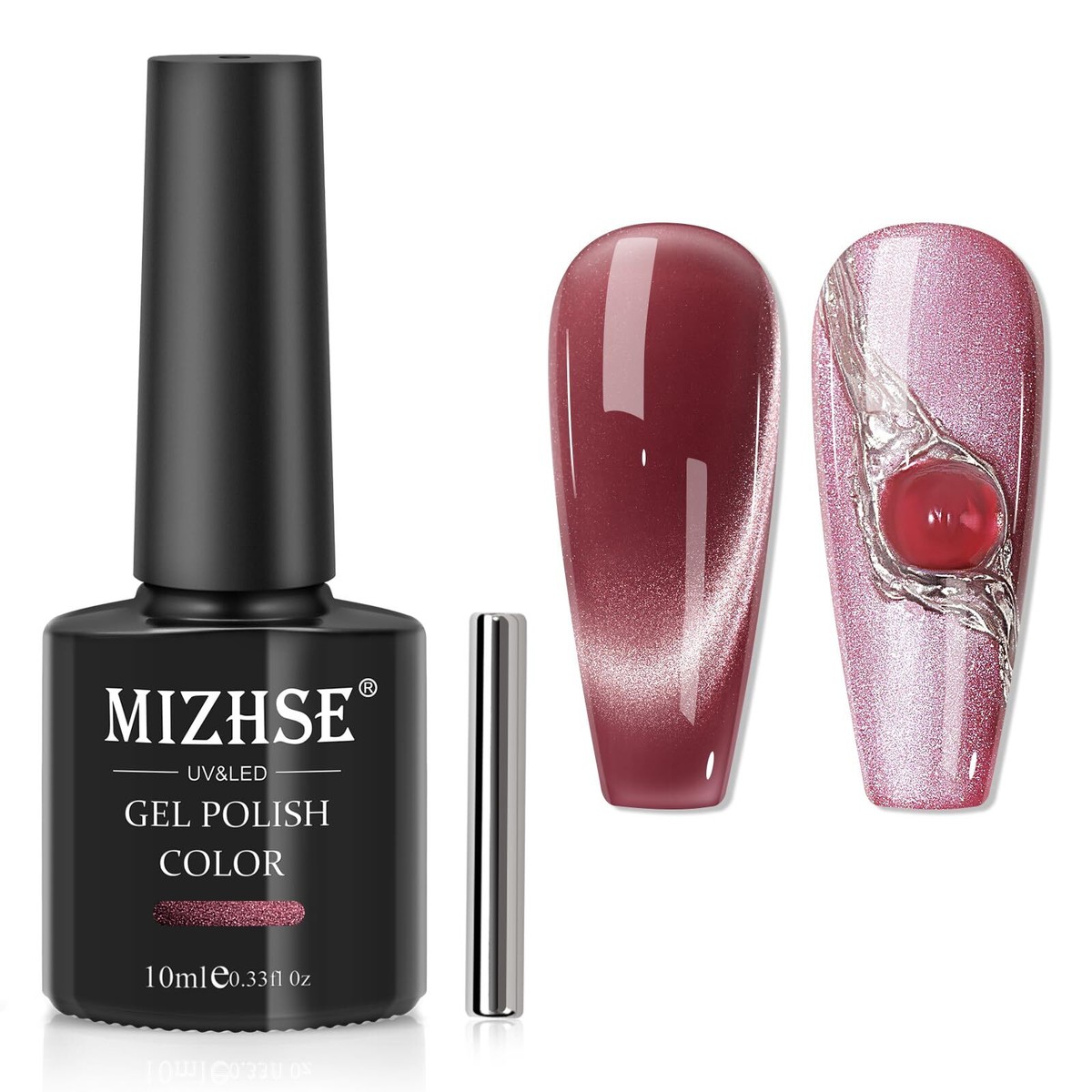 MIZHSE Cat Eye Gel Nail Polish Red Magnetic Gel Polish with