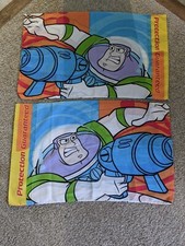 Vintage Pair Lot 2 Disney Toy Story Buzz Lightyear Pillow Cases Pixar