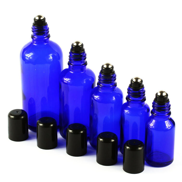 Roller Bottles W/ Ball Black Cap