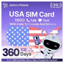 $7.10/Mo Jethro Mobile SIM Card Prepaid Phone Plan: 1GB Data, 1000 Talk & Text
