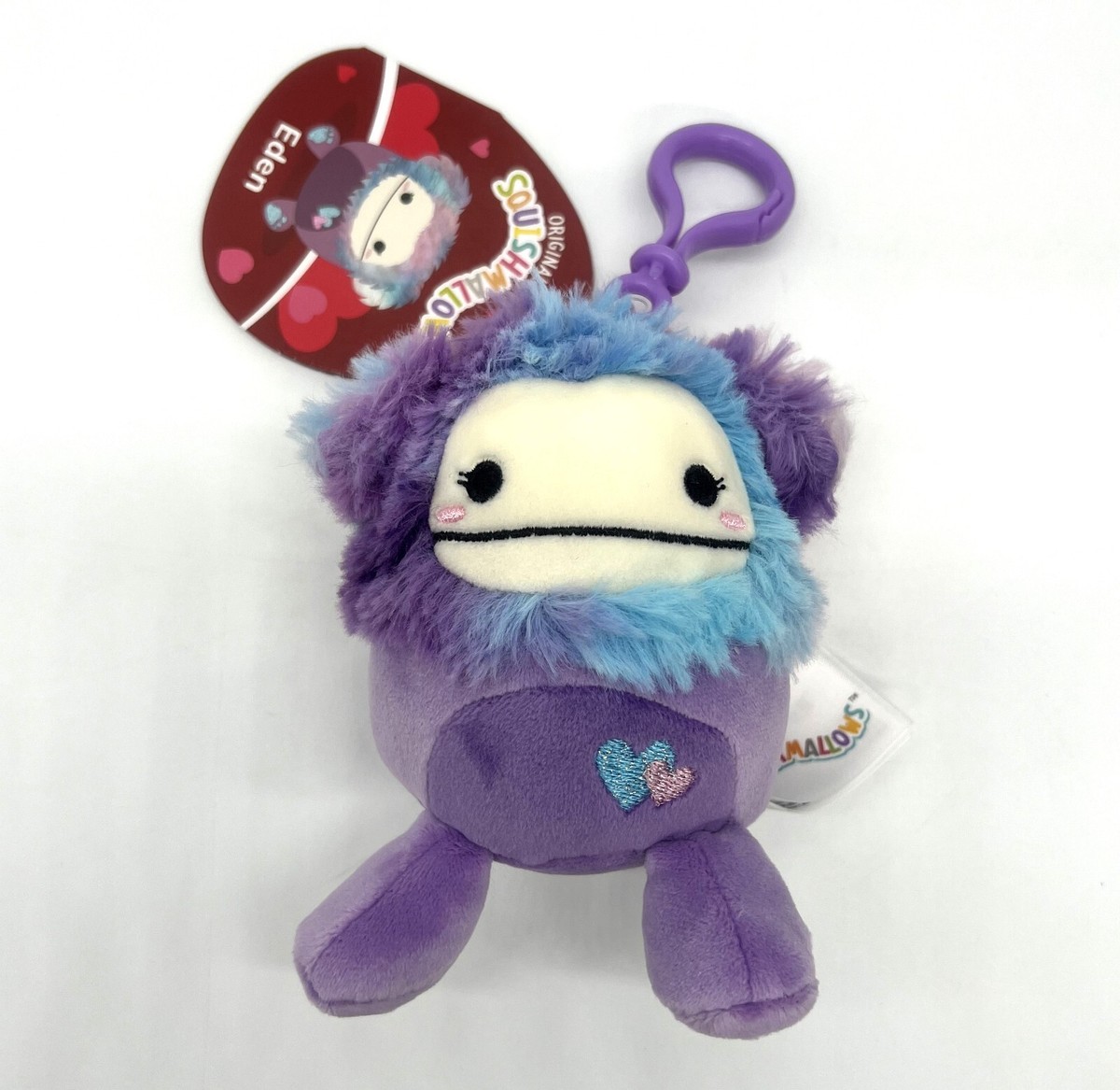 Squishmallow Kellytoy Mini Plush Clip On Eden the Bigfoot