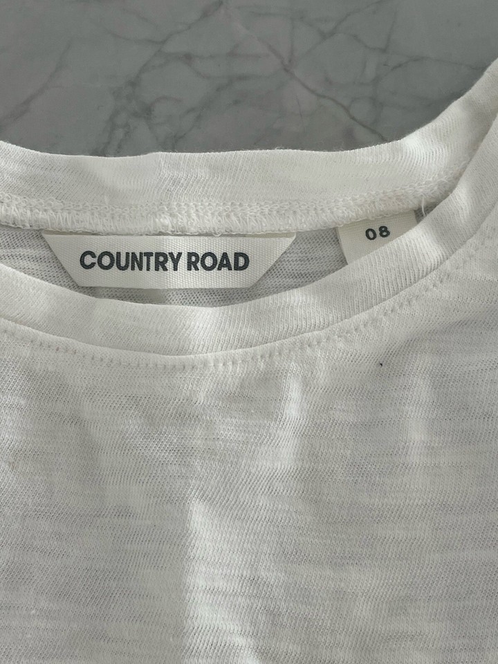 Country Road Girls Long Sleeve Top with Frill Detail in White EUC Like