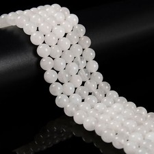 Natural White Jade Smooth Round Beads 4mm 6mm 8mm 10mm 12mm 14mm 14" Strand