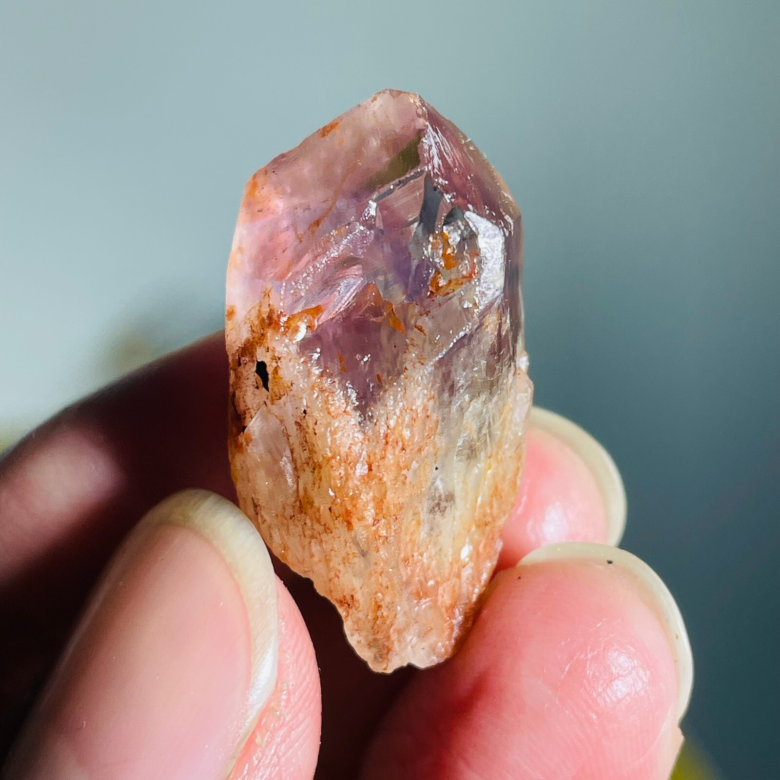 9g Natural Amethyst Pillar Scepter Backbone Pyramid Silver Sountain Particles