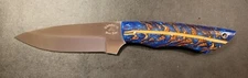 Badass Blades Handmade D2 Hunting Knife Blue Pine Cone Resin Handle- BA638