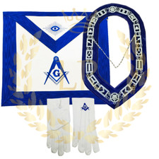 Masonic Regalia Master Mason Regular Apron, Machine Embroidered Apron Set