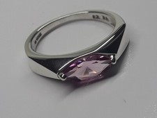 Sterling Silver Pink CZ Ring, Size 7, Features 10mm X 5mm Marquise Pink CZ.