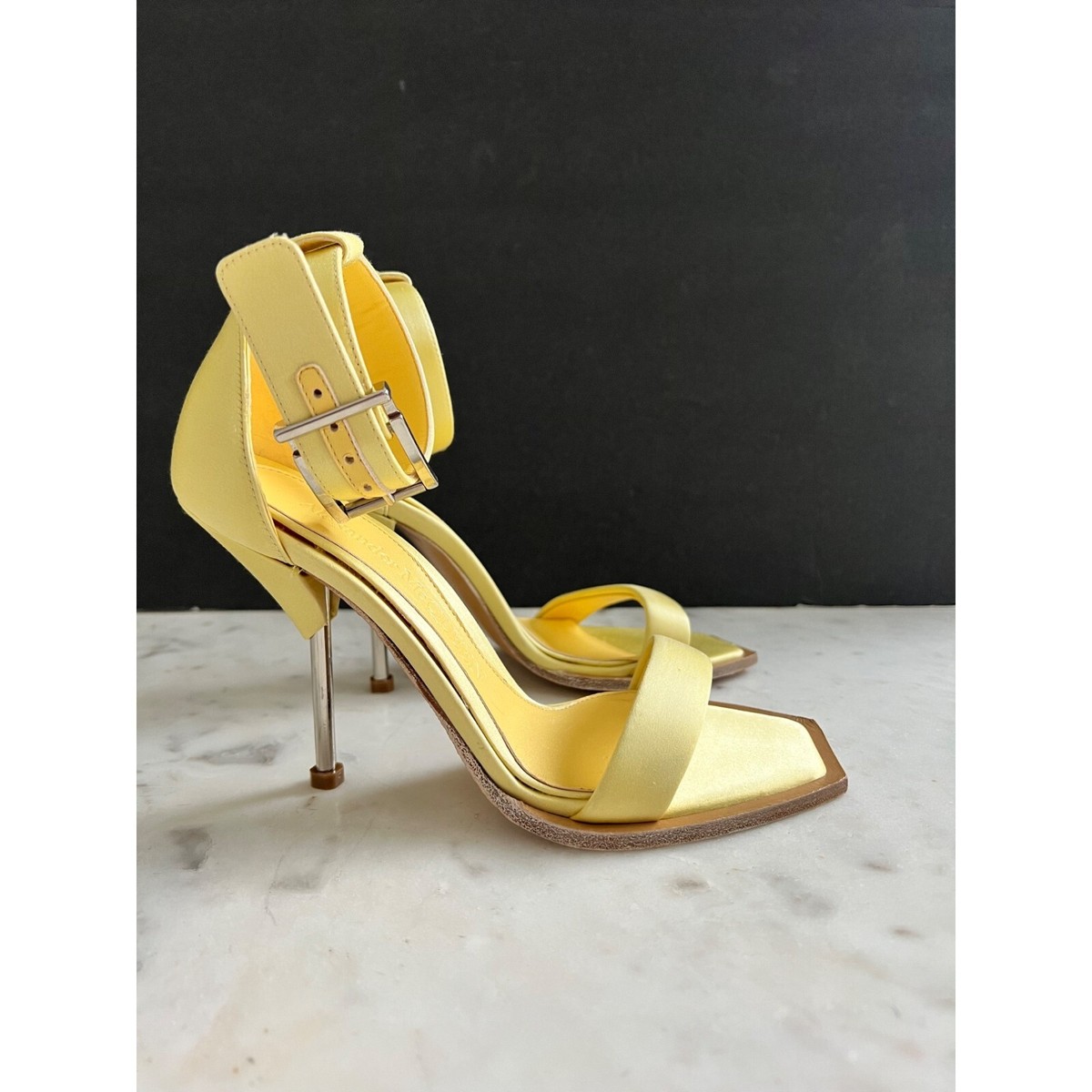 ALEXANDER MCQUEEN Ankle Strap pale yellow Sandal HEELS SIZE