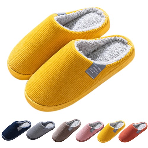 Solid Color Simple Plush Cotton Shoes Winter Indoor House Warm Non Slip Slippers For Ladies Women - Foto 2
