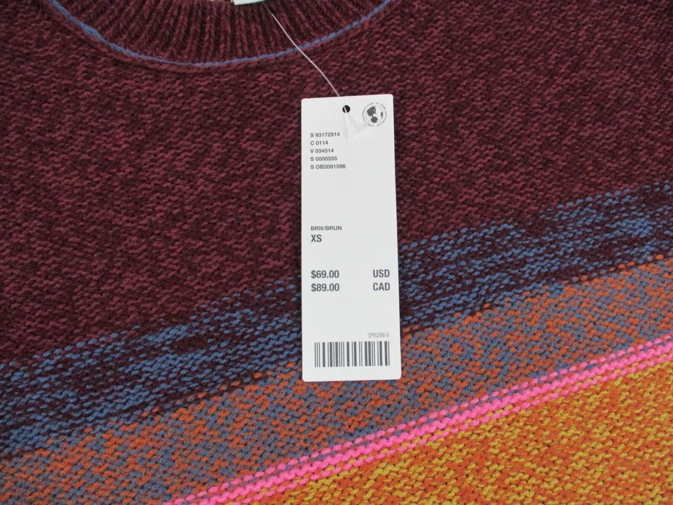 NUEVO BDG Suéter Mujer Extra Pequeño Rojo Naranja Rayas Grueso Tejido Sudadera Foto 4 de 4