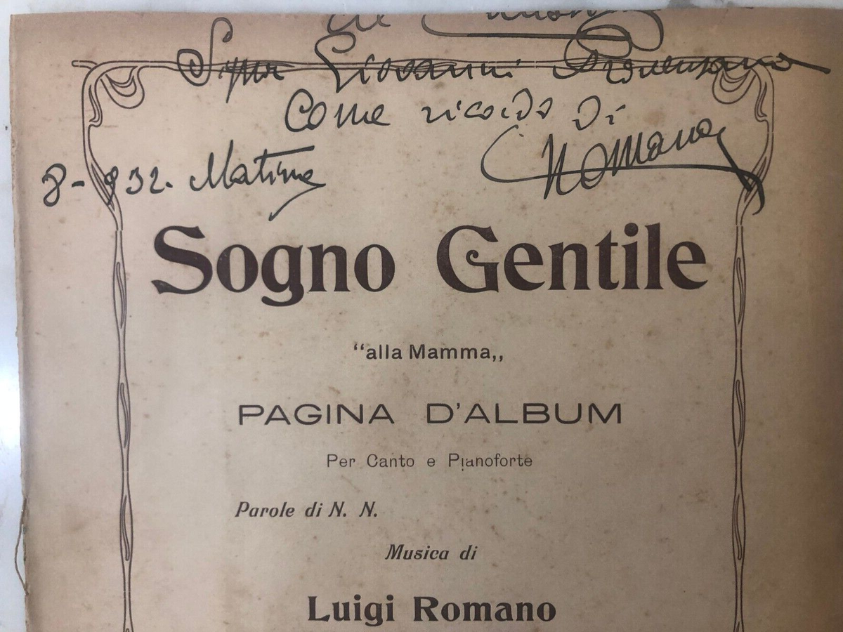 Rarissimo Sogno gentile Alla mamma Per Canto e Pianoforte 1927 Dedica  Maestro