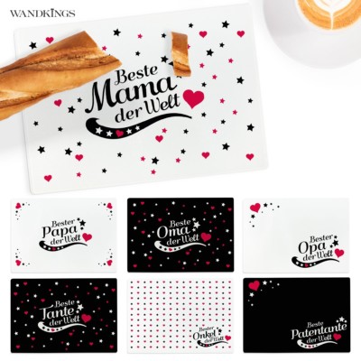 WANDKINGS Glasschneidebrett ''Bester - Lieblingsmensch'' Geburtstag Geschenk X-Mas