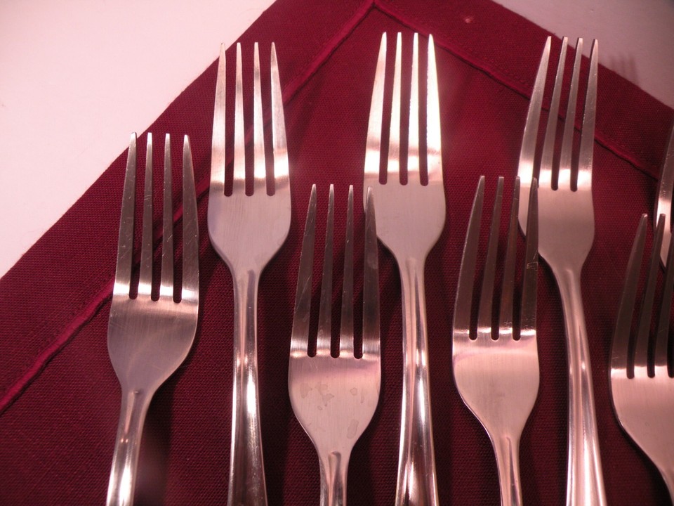 Set Of 9 Hampton Silversmiths VENTURA Stainless Flatware Dinner Forks 7