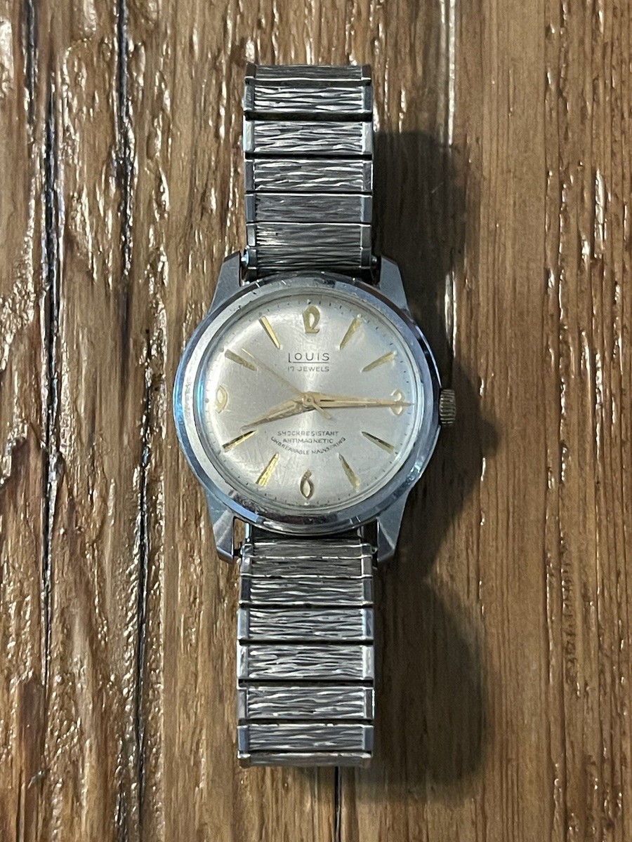 Vintage Louis 17 Jewels Antimagnetic Silver 34MM Men's Watch