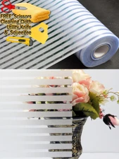 Stripe Frosted Glass Film Static Cling Office Bedroom Bathroom Home Window Tint