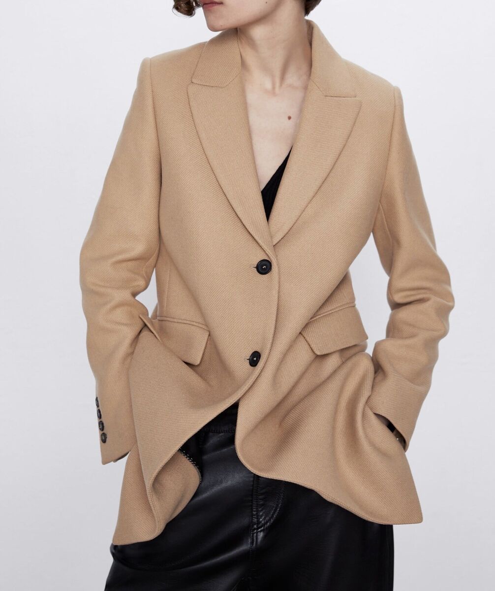 Zara Women Manteco Menswear-Style Taupe Brown 3057/244 Size | eBay