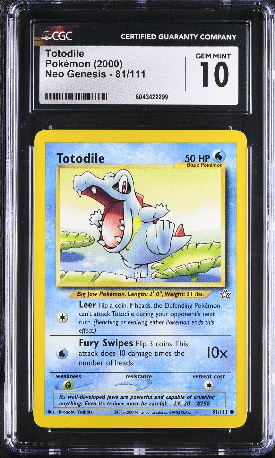 CGC 10 Totodile 81/111 Neo Genesis 2000 Pokemon Card