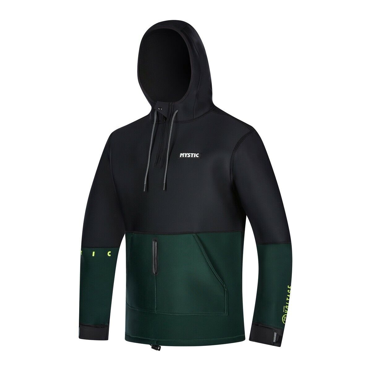 Felpa con cappuccio in neoprene Mystic Voltage Sudore KiteSurf Beach Jacket 2021 4 mm - Foglia Scura