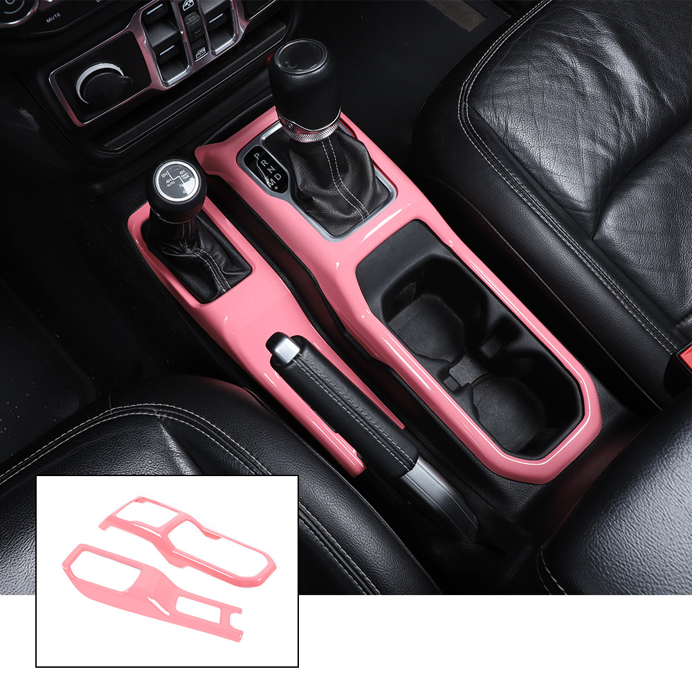2pcs Pink Left & Right Gear Shift Panel Cover Trim for Jeep Wrangler JL JT 2018+