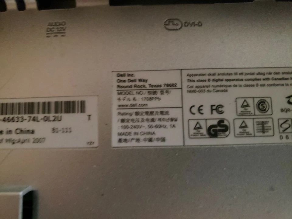 Dell 17" Computer Monitor Model 1708FPb With VGA and power cable - Image 3 of 4