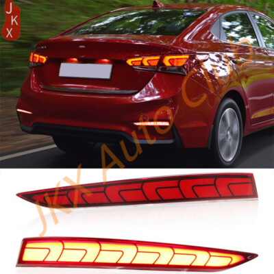 LED Rear Bumper Brake Light Reflector Lamp u For Hyundai Solaris Accent 17-2020