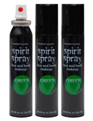 Spirit Spray - 3 Pack, Costume Face & Body Spray-on Makeup, 5 Colors, you choose