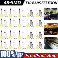 Lot 48smd Cob White Led Panel Festoon T10 Ba9s Car Interior Dome Map Light Bulbs