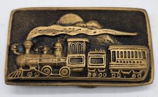 VINTAGE 1979  STEAM LOCOMOTIVE  TRAIN RAILROAD BUCKLE by Adezy of Denver