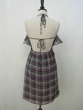 Anthropologie Dress New Size Large Grey Plaid Skater Chiffon Strappy Coquette