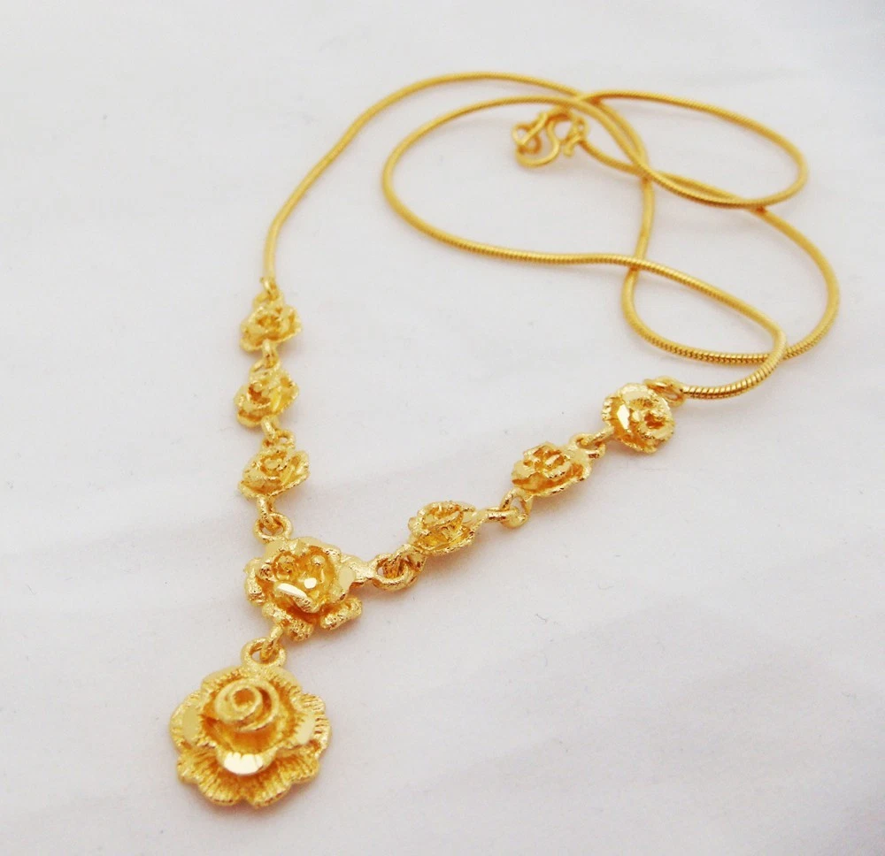 Rose flower cheap gold necklace
