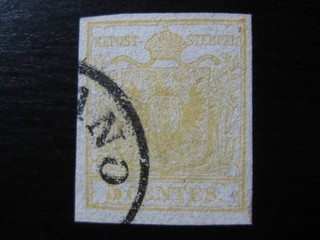LOMBARDY VENETIA AUSTRIA Sc. #1 scarce VF used stamp w/ better cancel! (1)
