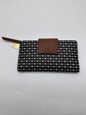 New Fossil Logan WalletLeather RFID-Blocking Black White