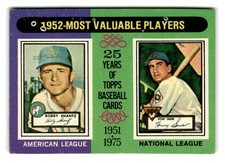 1975 Bobby Shantz - Hank Sauer Topps 1952 MVPs - Indents on Front