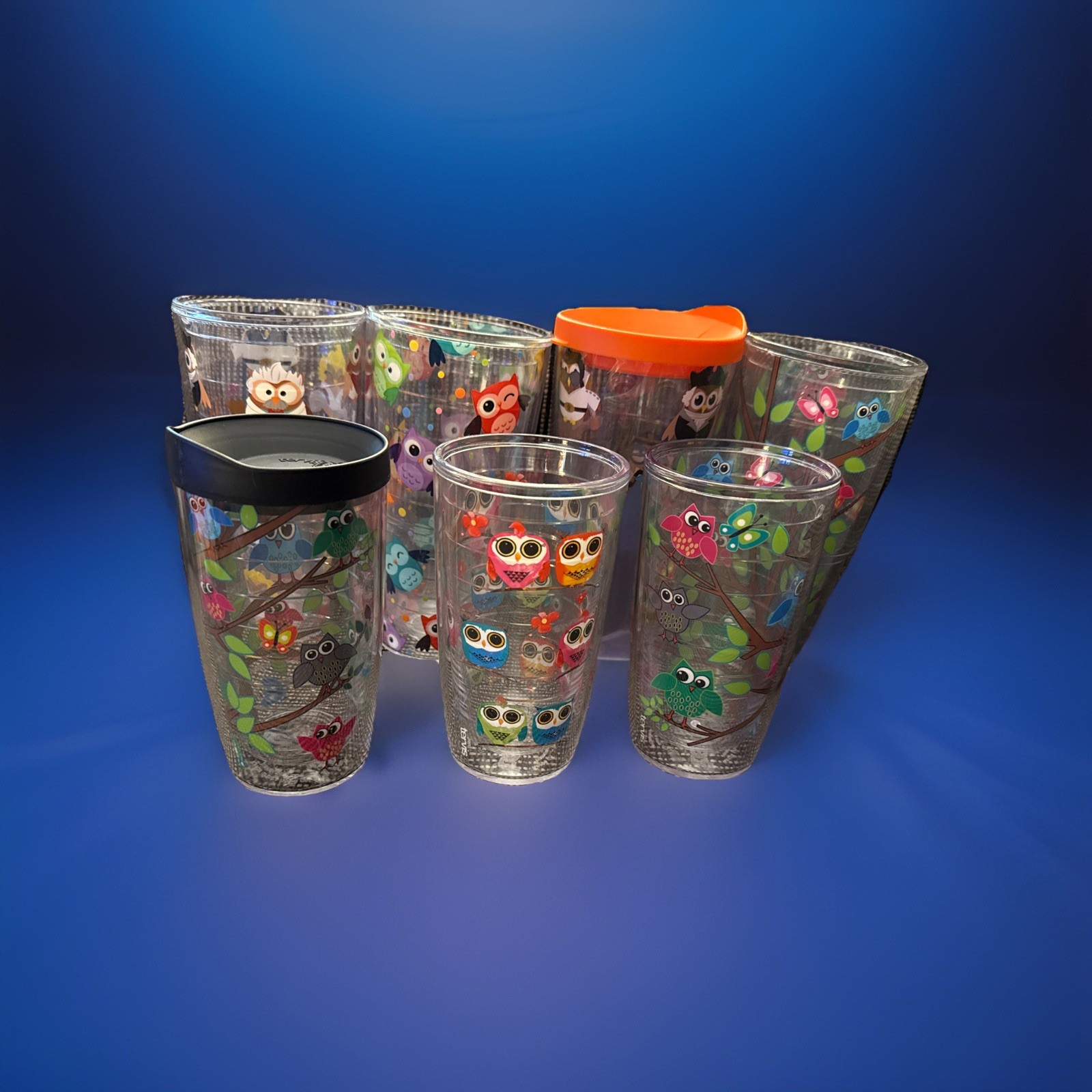 Tervis 24oz & 16oz Tumbler Lot of 7 Playful Owls