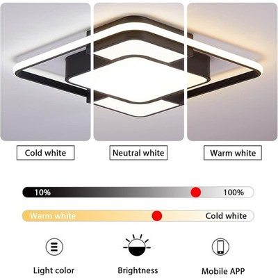90W LED Deckenleuchte Deckenlampe dimmbar mit Fernbedienung Schwarz Style home