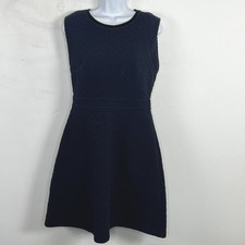 LOFT Navy Textured Fit & Flare Sleeveless Dress Minimalist sz 6 Quiet Luxury