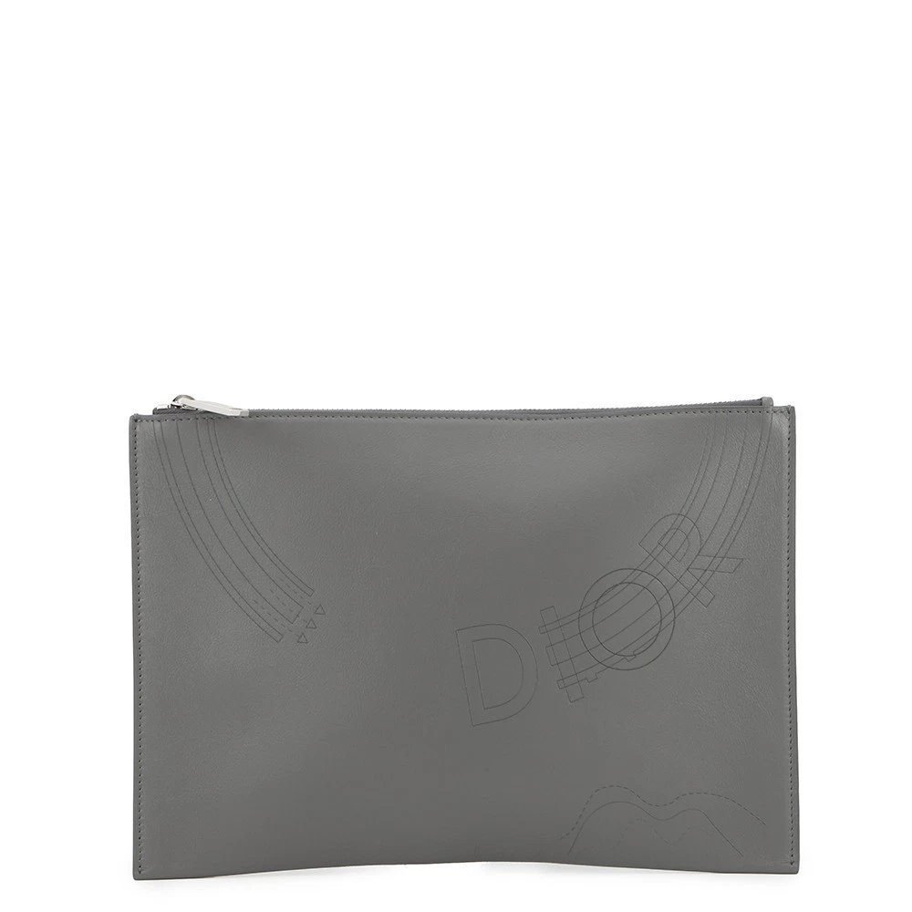 Dior — Dior Clutch Bag Leather Gray