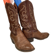 Nocona Bullhide Cowboy Boots Men's 10 Brown Leather Western - 30-403 - USA Made