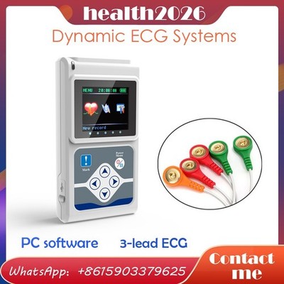 3 leads Dynamic ECG Monitor System 24 Hours Recorder ECG Holter USB PC software
