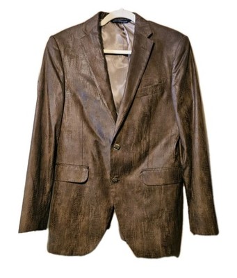 Hickey Hogan Sports Coat Brown Faux Reptile Pattern Jacket Size Men's M/L Light