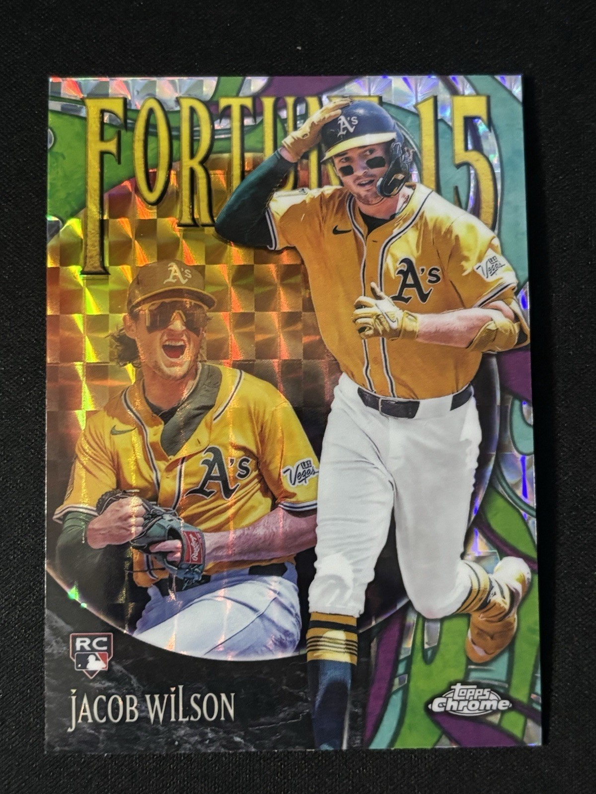 2025 Topps Chrome Update Jacob Wilson Fortune 15 RC Geometric Refractor #F15-18