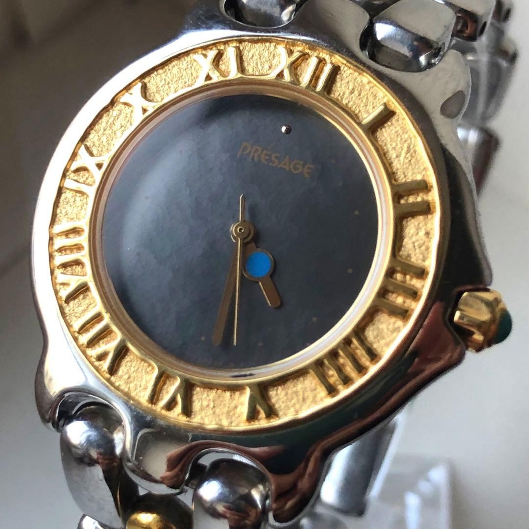 Silver Blue Used Second Roman Hand Presage Seiko Quartz Gold Watch Dial - vintagewatches.pk