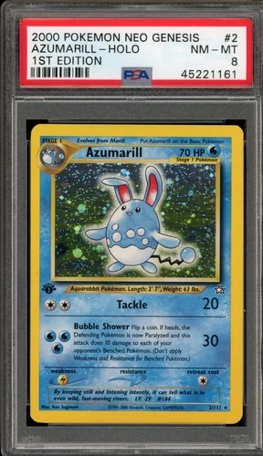 Pokemon Azumarill Neo Genesis 1st Edition Holo Rare #2 PSA 8
