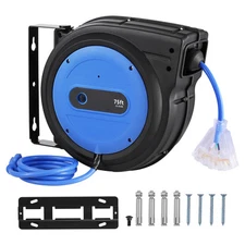 Retractable Extension Cord Reel Power Cord Reel 75FT 14AWG/3C SJTOW