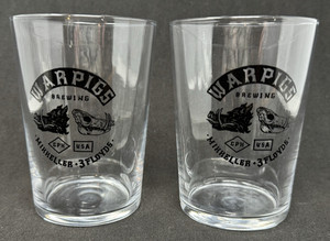 Pair of Warpigs War Pigs Brewing Beer Glasses Boar Skulls
