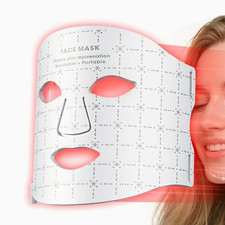 LED Light Therapy Face Mask, Portable Skin Rejuvenation, White, 7 Settings