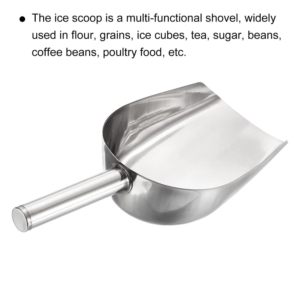 Ice Scoop Stainless Steel 9.5x3.3" Flour Cereal Sugar Food Utility Shovel Foto 3 de 4