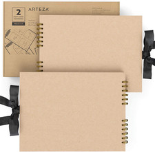 Scrapbook, Pack of 2, Kraft Cover, 8.5X11 Inches, 40 Black Pages, 250 GSM, Art S