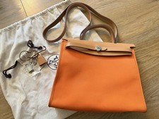 Herm�s Herbag 31 In Toile & Vache Hunter Orange Fauve Shoulder Bag Canvas Leathe